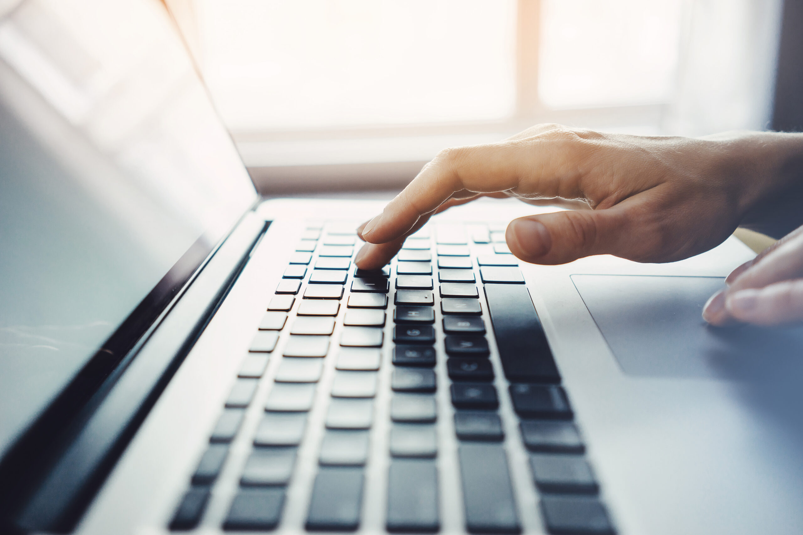 Close-up Of Female Hands Typing